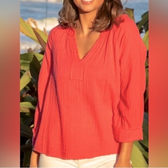 NWOT Robyn Cotton Gauze Top in coral size medium - Picture 1 of 9